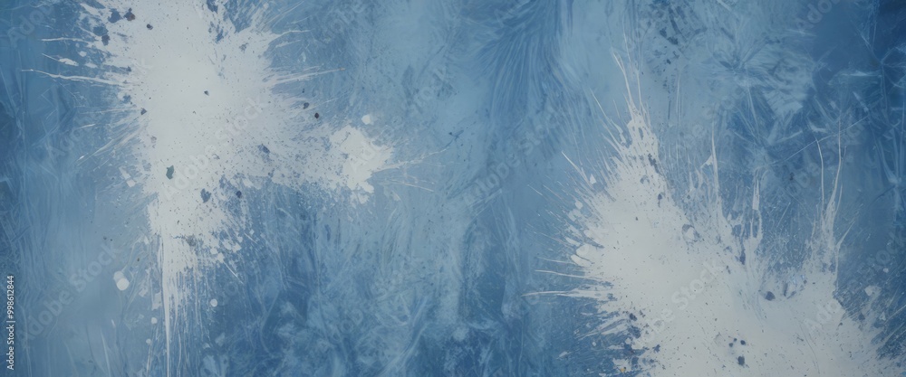 Aufkleber a close-up view textured blue surface with white splatters and splotches, creating a dynamic and abstract visual effect