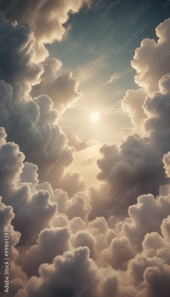 Aufkleber the sun peeks through the clouds, casting a warm glow on the sky, creating a serene and picturesque 