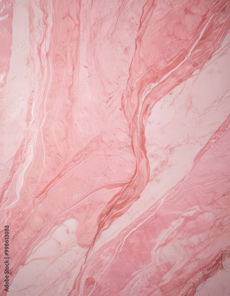 Fototapete a close-up view pink marble surface with a swirling pattern of lines and curves, creating a sense of movement and texture