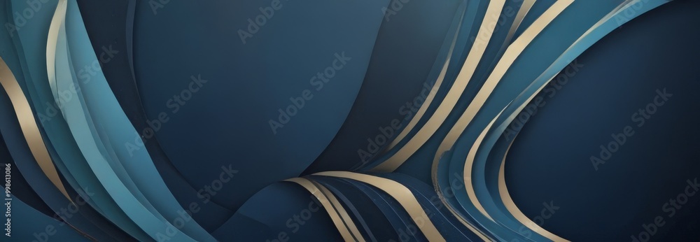 Aufkleber a dark blue abstract background with a repeating pattern of curved lines in shades of blue and gold, creating a sense of movement and depth
