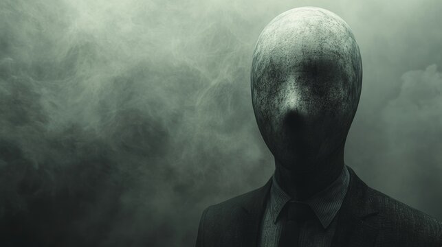 A man in a suit with a mask on his face