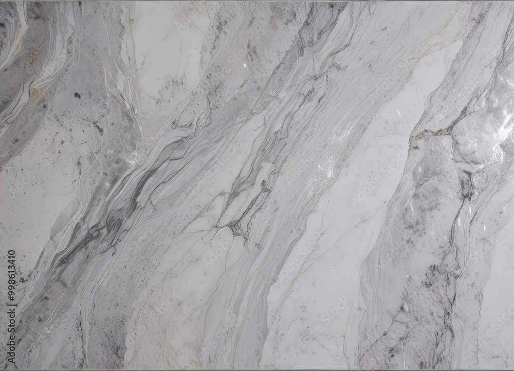Poster a close-up view marble surface with a textured, swirling pattern of gray and white marble