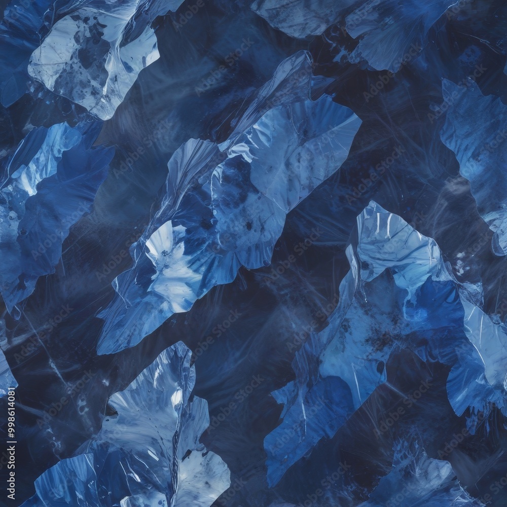 Aufkleber a close-up view textured surface with a repeating pattern of blue and white shapes, resembling the appearance of ice or snow
