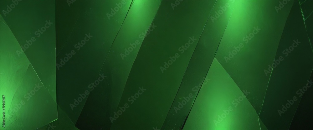 Fototapete a close-up view green, translucent, and reflective surface, possibly a glass or a mirror, with a geo