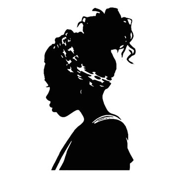 recommend clip art: Messy Bun Girl silhouette vector illustration