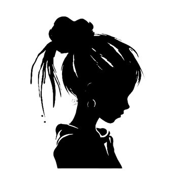 recommend clip art: Messy Bun Girl silhouette vector illustration
