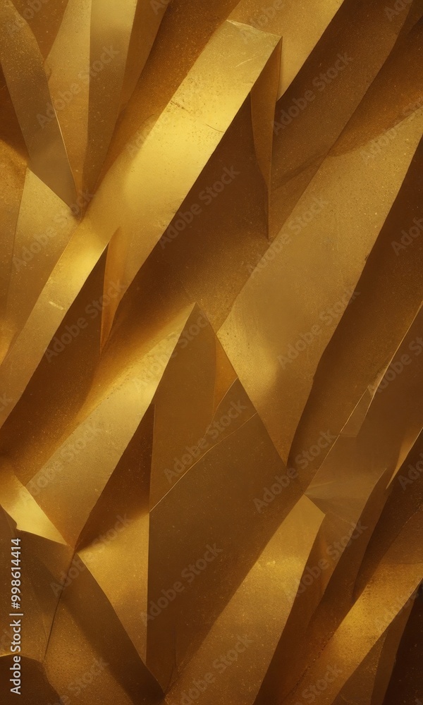 Fototapete a close-up view textured golden surface composed of overlapping triangular shapes, creating a visually striking and abstract pattern