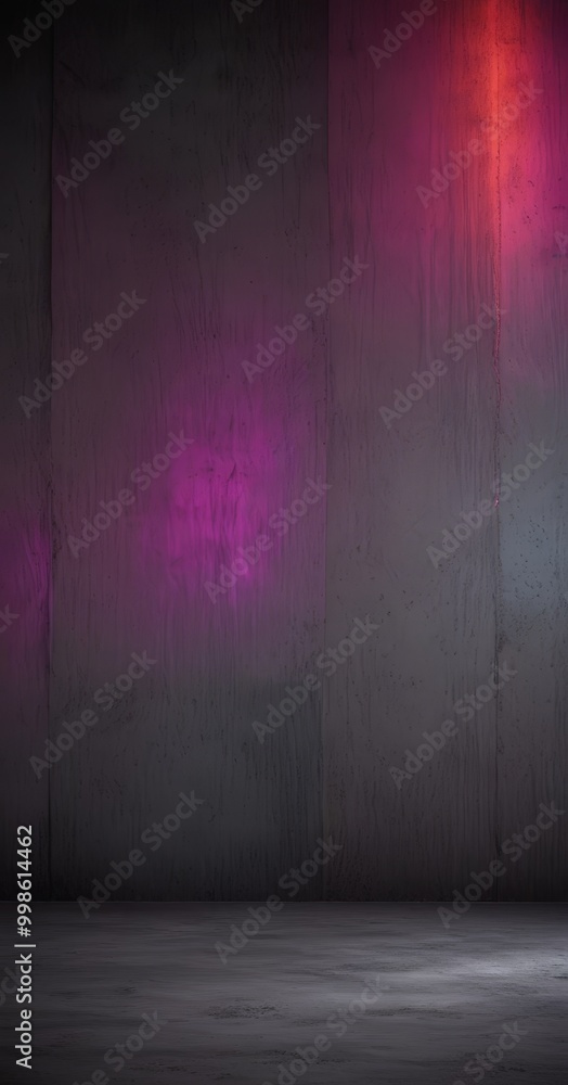 Poster a dark, empty room with a concrete wall on the left and a wall on the right, both illuminated by a v