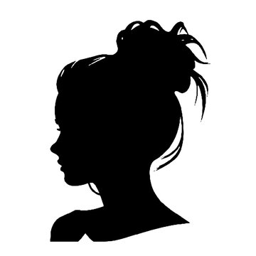 recommend clip art: Messy Bun Girl silhouette vector illustration