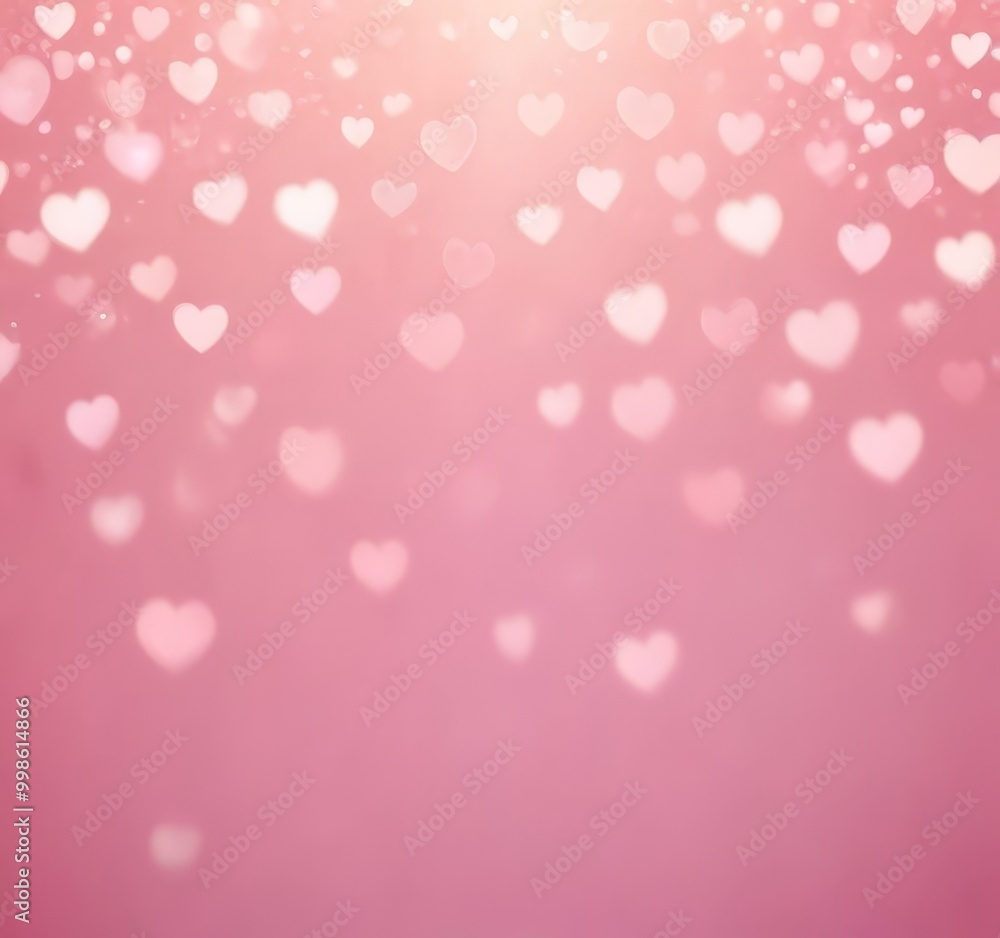 Aufkleber Soft pink background with white heart shapes scattered randomly, creating a dreamy, ethereal effect