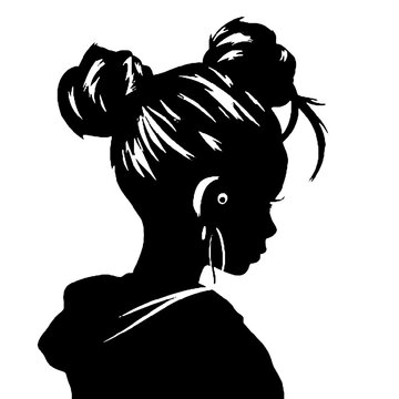 recommend clip art: Messy Bun Girl silhouette vector illustration