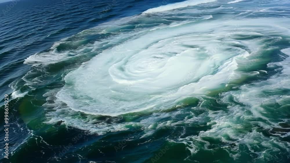Aufkleber Mesmerizing whirlwind of sea foam is forming on the surface of a deep green ocean, creating a beautiful and powerful natural spectacle