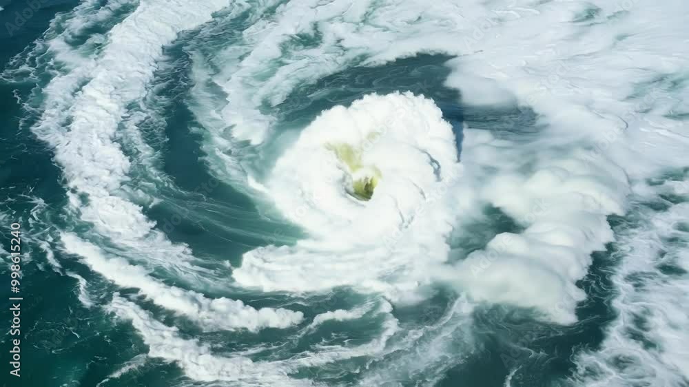Aufkleber Powerful maelstrom is swirling in the ocean, creating a mesmerizing and potentially dangerous whirlpool with foamy waves