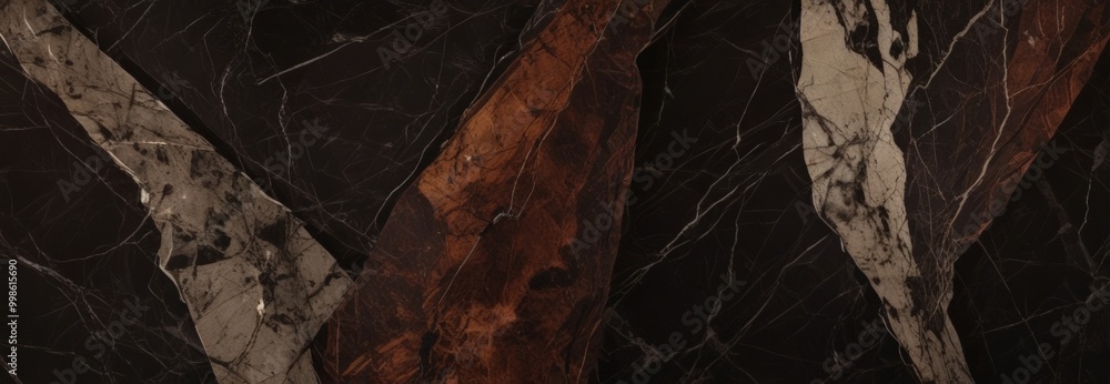 Poster a close-up view marble surface with a dark brown and white marble pattern The marble has a textured and intricate appearance, with visible cracks and lines