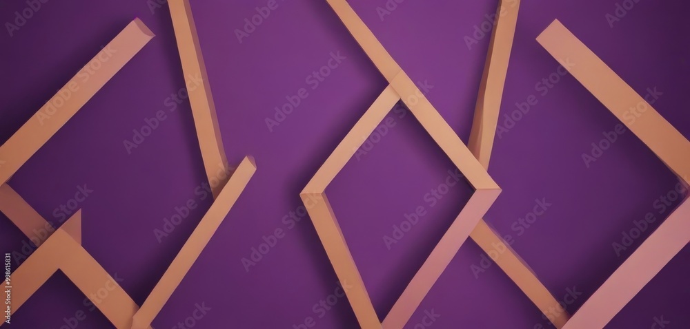 Poster a geometric pattern of intersecting lines and shapes on a purple background