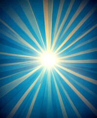 a radiant burst of light against a blue background, with radiating lines of light in various shades of blue and yellow, creating a sense of depth and dimension
