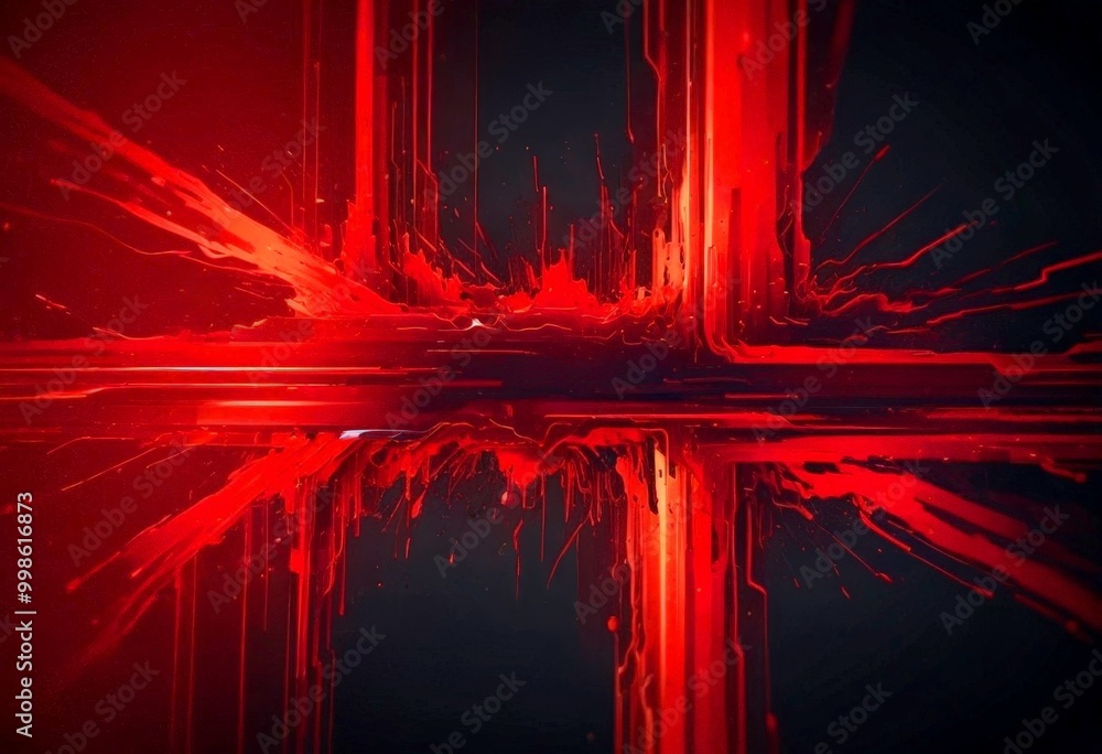 Aufkleber a striking abstract composition of red and black lines and splashes, creating a dynamic and visually captivating effect