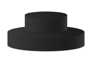 2 Black podium for product in closeup shot on transparent background