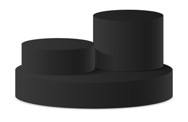 3 Step black podium for product on the floor on transparent background