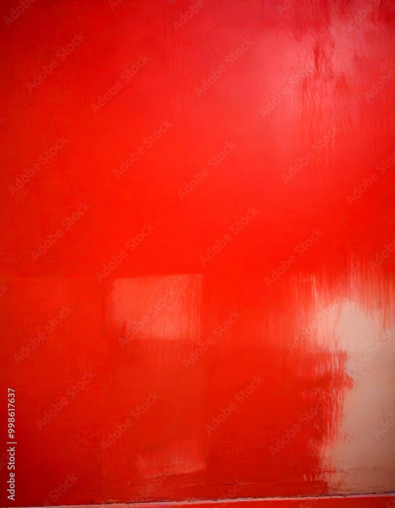 Poster Abstract red and white painting with visible brushstrokes and texture