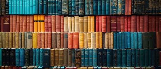 Obraz premium Colorful Stacked Books Create a Vibrant Display for Education, Reading, and Literary Inspiration