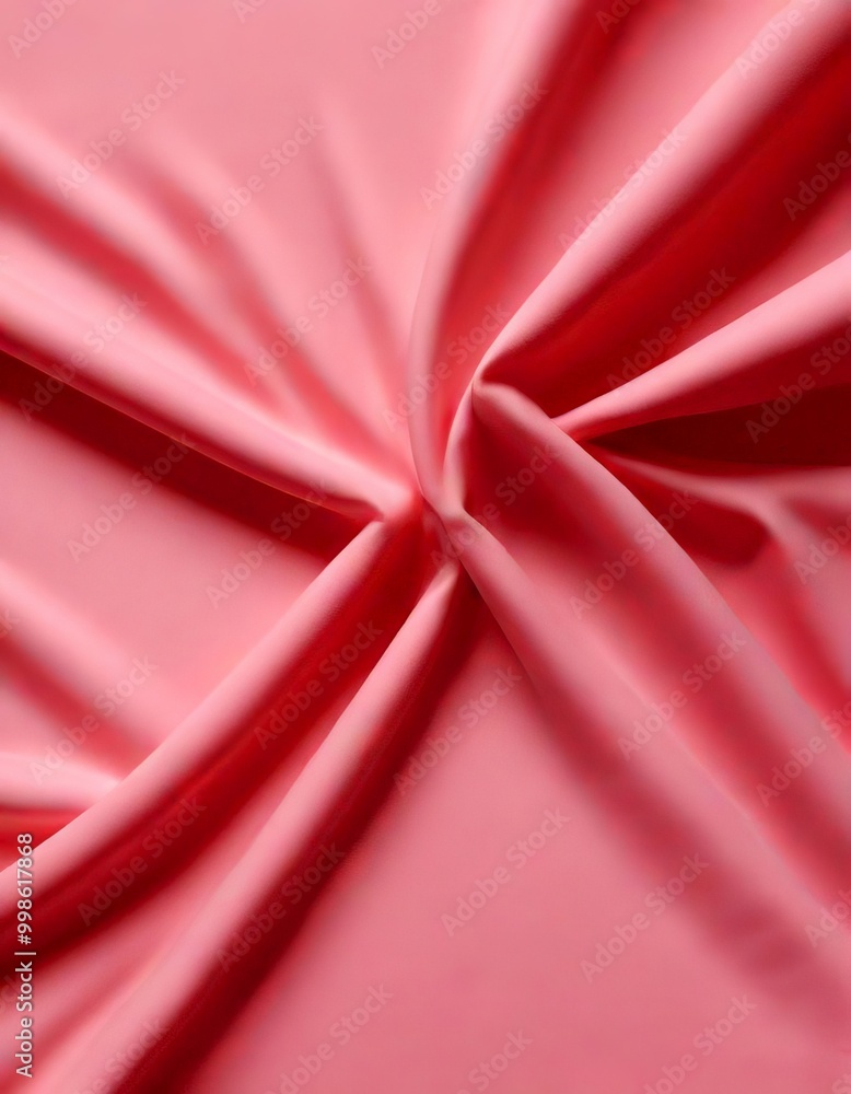 Poster Close-up soft pink fabric, with a slight curve and folds, creating a sense of movement and texture