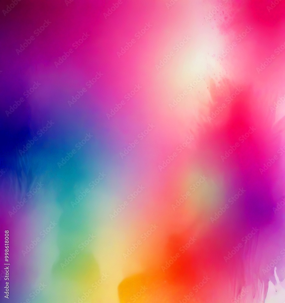 Poster a vibrant, abstract background with a gradient of pink, purple, blue, and yellow colors, creating a 