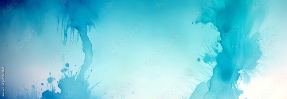 Poster a close-up view blue ink splatter on a white background, with the ink appearing to be in motion, creating a dynamic and abstract visual effect