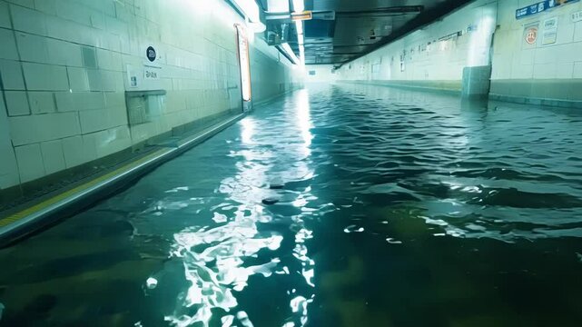 Studying the effects of a tsunami wave hitting a coastal city with a scale model in a water tank, simulating the devastating impact of natural disasters