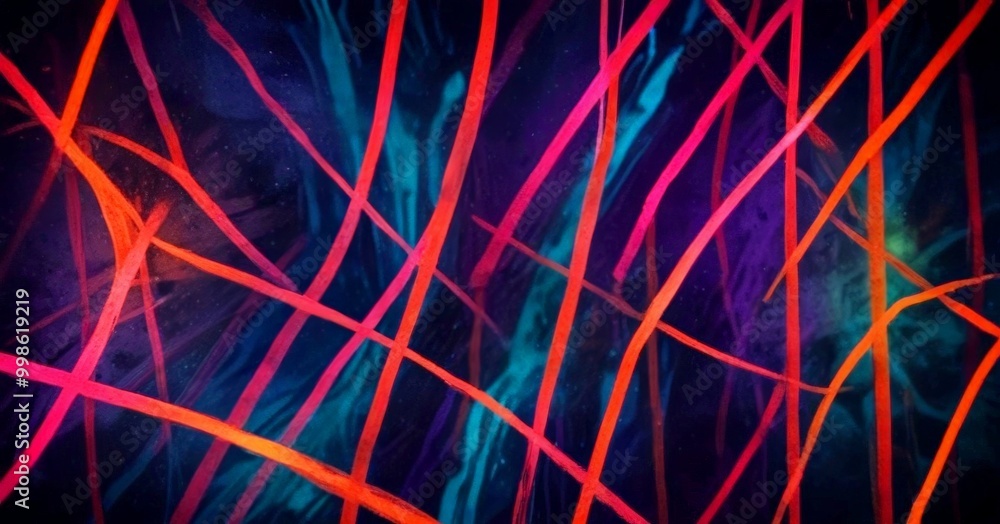 Aufkleber a digital illustration featuring a vibrant abstract pattern of intersecting lines in various colors, including red, orange, blue, and purple, against a