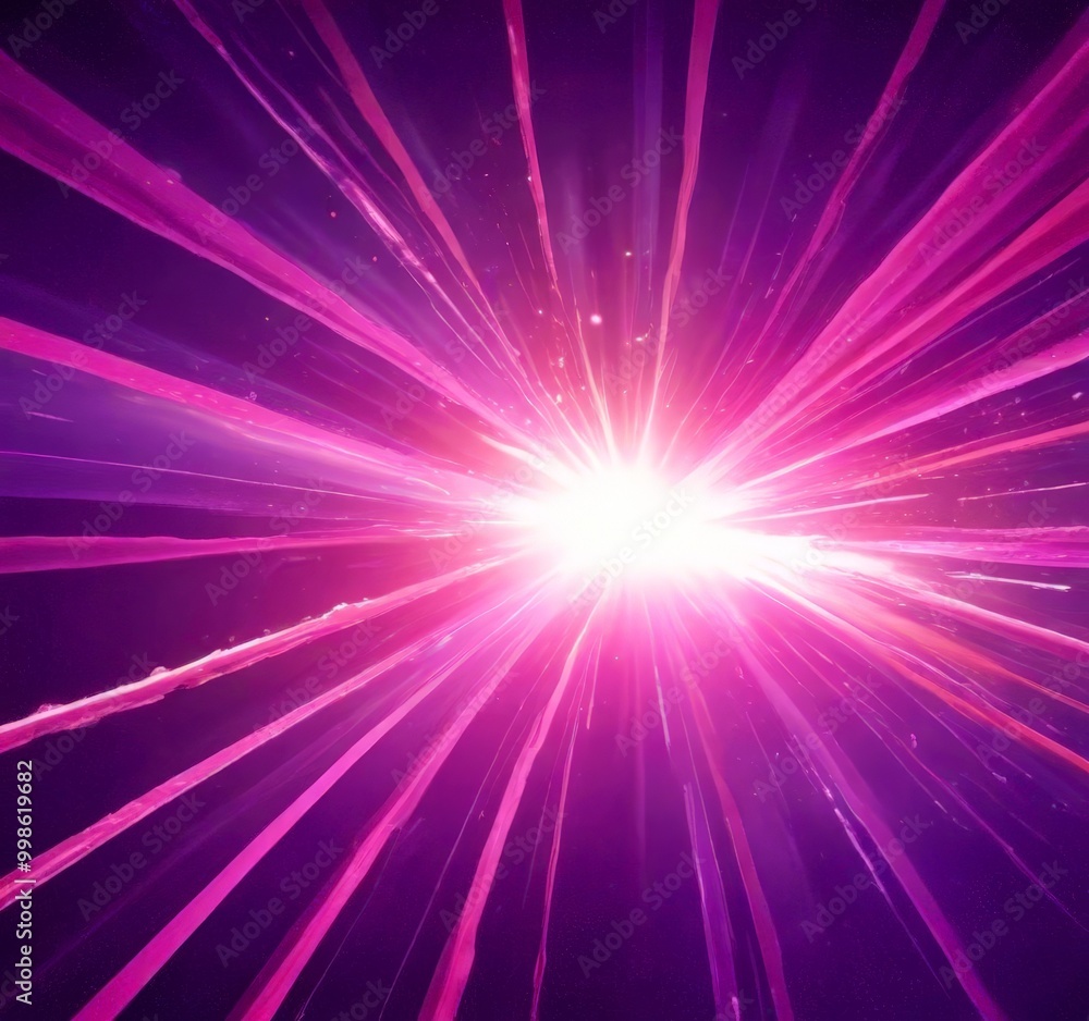 Aufkleber a vibrant burst of light, radiating from the center and extending outward in a radial pattern, with a gradient of purple and pink hues