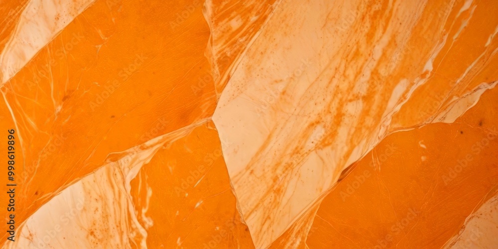Poster a close-up view marble surface with a textured orange and white pattern