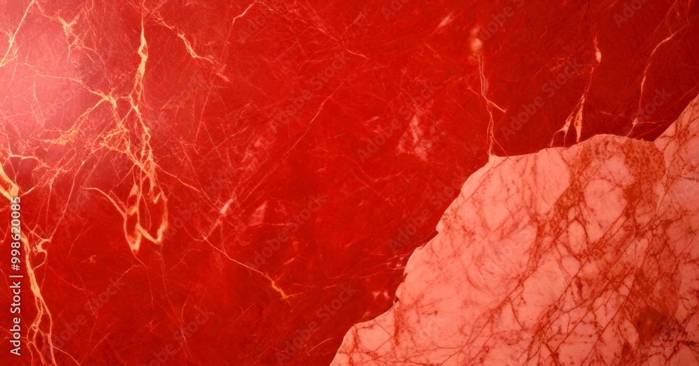 Poster a close-up view red marble surface with a contrasting pink marble section the red marble has a textu
