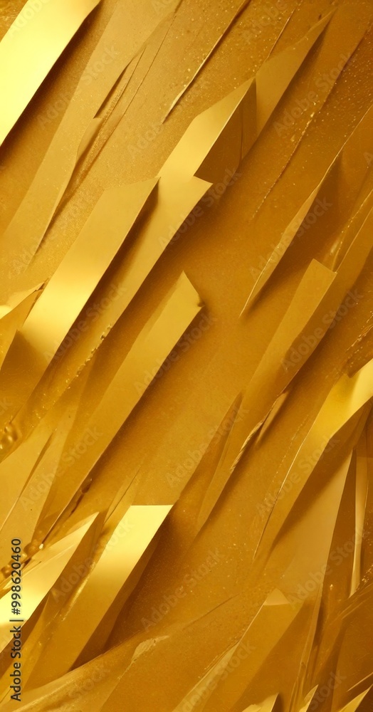 Poster a close-up view golden metallic surface with a textured, jagged pattern The golden color is prominent, creating a striking contrast against the background The