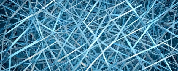 Obraz premium a close-up view dense, tangled web of thin, intersecting lines in shades of blue and gray, creating a complex and abstract pattern