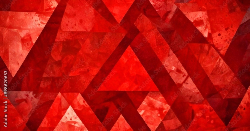 Aufkleber a vibrant abstract composition of overlapping triangular shapes in varying shades of red, creating a dynamic and visually striking pattern