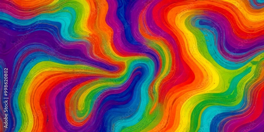 Aufkleber a vibrant, abstract pattern of swirling, multicolored lines and curves, creating a mesmerizing and psychedelic visual effect