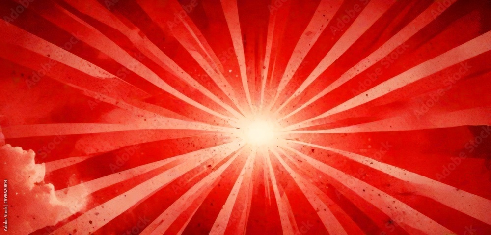 Aufkleber a vibrant red background with radiating lines and a bright, white center, creating a striking visual effect