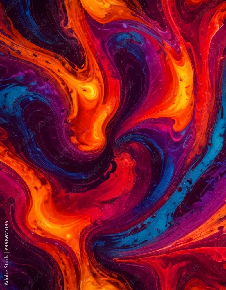 Aufkleber a vibrant abstract pattern with swirling, multicolored lines and shapes, creating a dynamic and visually striking composition