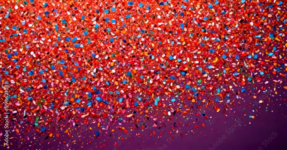 Aufkleber a vibrant display of multicolored confetti, with a gradient effect transitioning from red to purple,