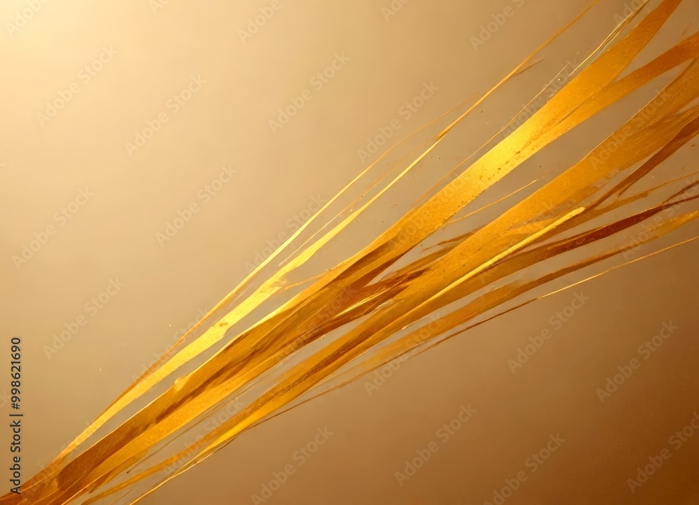 Poster a diagonal line of golden strips, creating a dynamic and abstract visual effect
