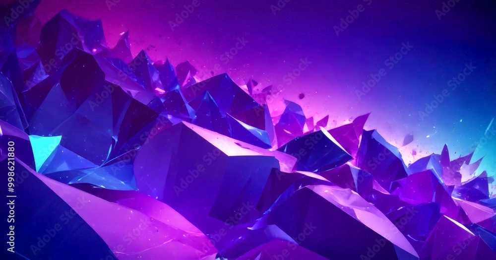Leinwandbilder a vibrant abstract composition of numerous purple and blue cubes, arranged in a dynamic and chaotic 