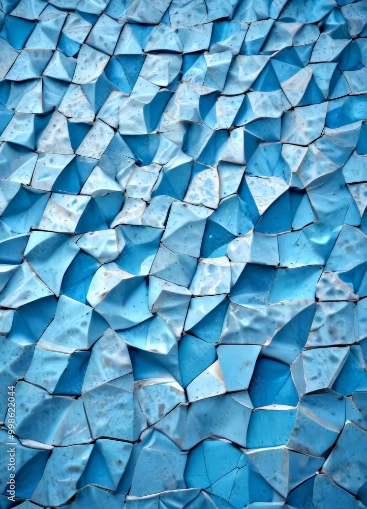 Aufkleber a close-up view mosaic composed of numerous small blue tiles arranged in a grid-like pattern The tiles vary in size and shape, creating a visually interesting and