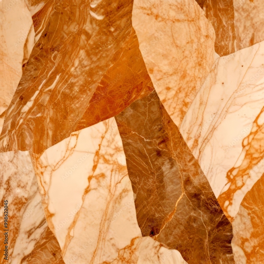 Aufkleber a close-up view marble surface with a mosaic pattern of light and dark brown marble tiles