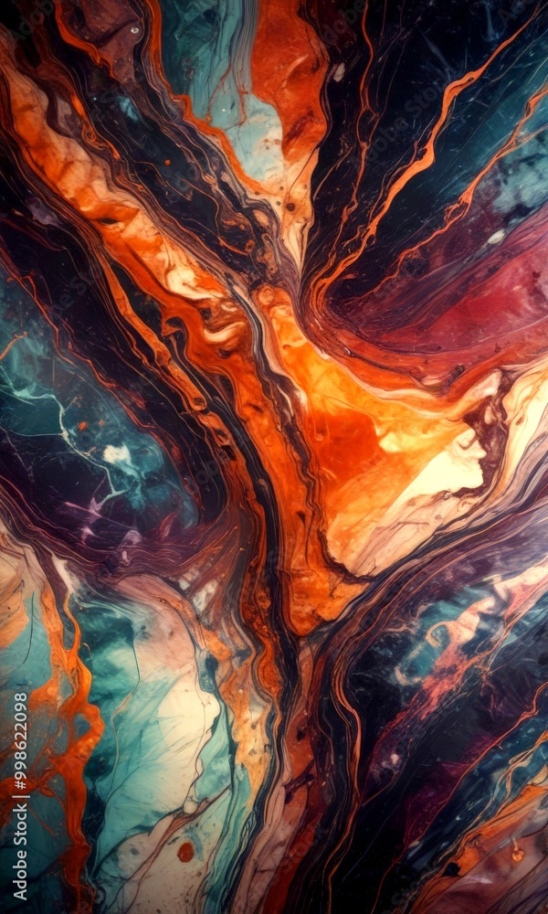 Aufkleber a striking abstract pattern with swirling lines and colors, creating a sense of movement and dynamism
