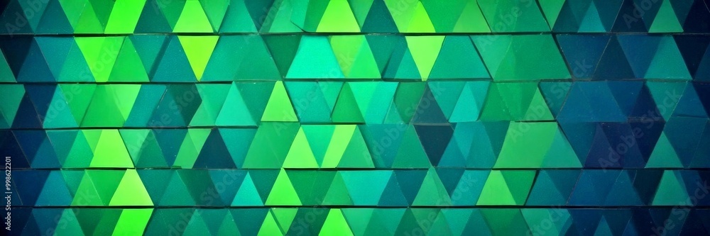 Fototapete a pattern of overlapping triangular shapes in various shades of green, creating a visually striking and abstract design