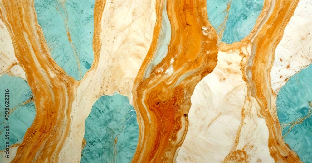 Aufkleber a close-up view marble surface with a striking pattern of light and dark blue swirls and lines, creating a sense of movement and depth