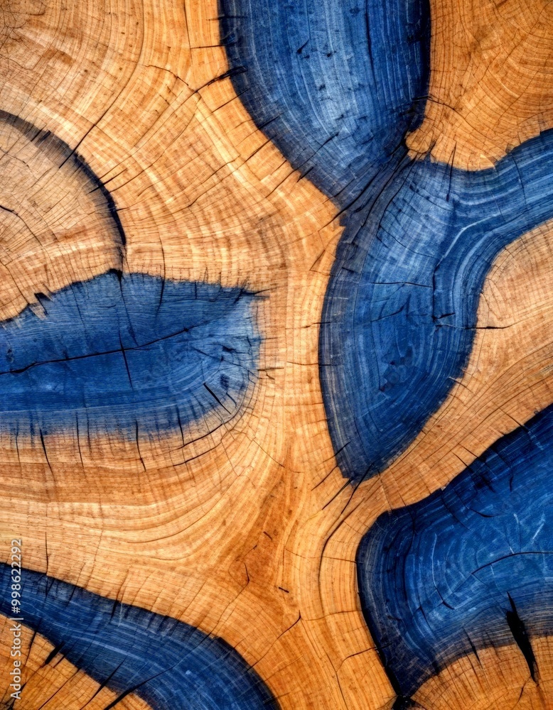 Poster a close-up view tree trunk, revealing the intricate patterns and textures created by the growth rings and the natural grain of the wood