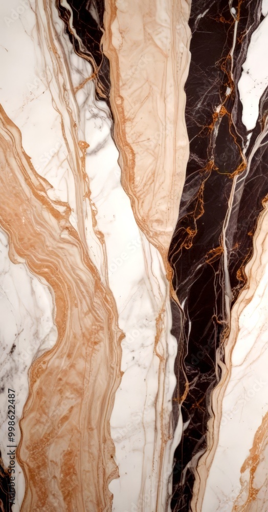 Poster a close-up view marble surface with a striking pattern of marble swirls in various shades of white, 