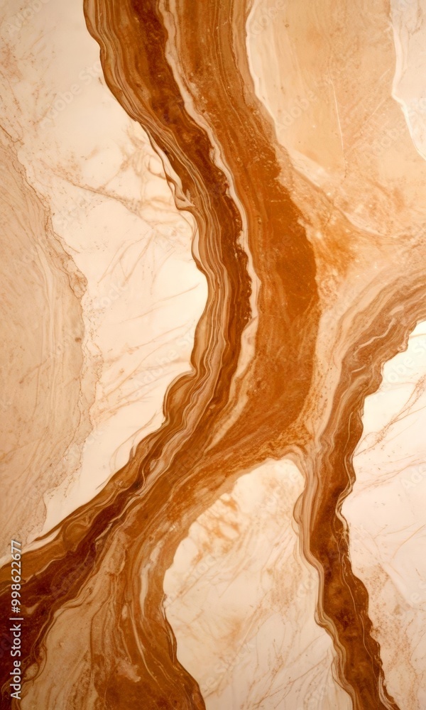 Aufkleber a close-up view marble surface with a swirling pattern of brown and beige hues, creating a sense of 